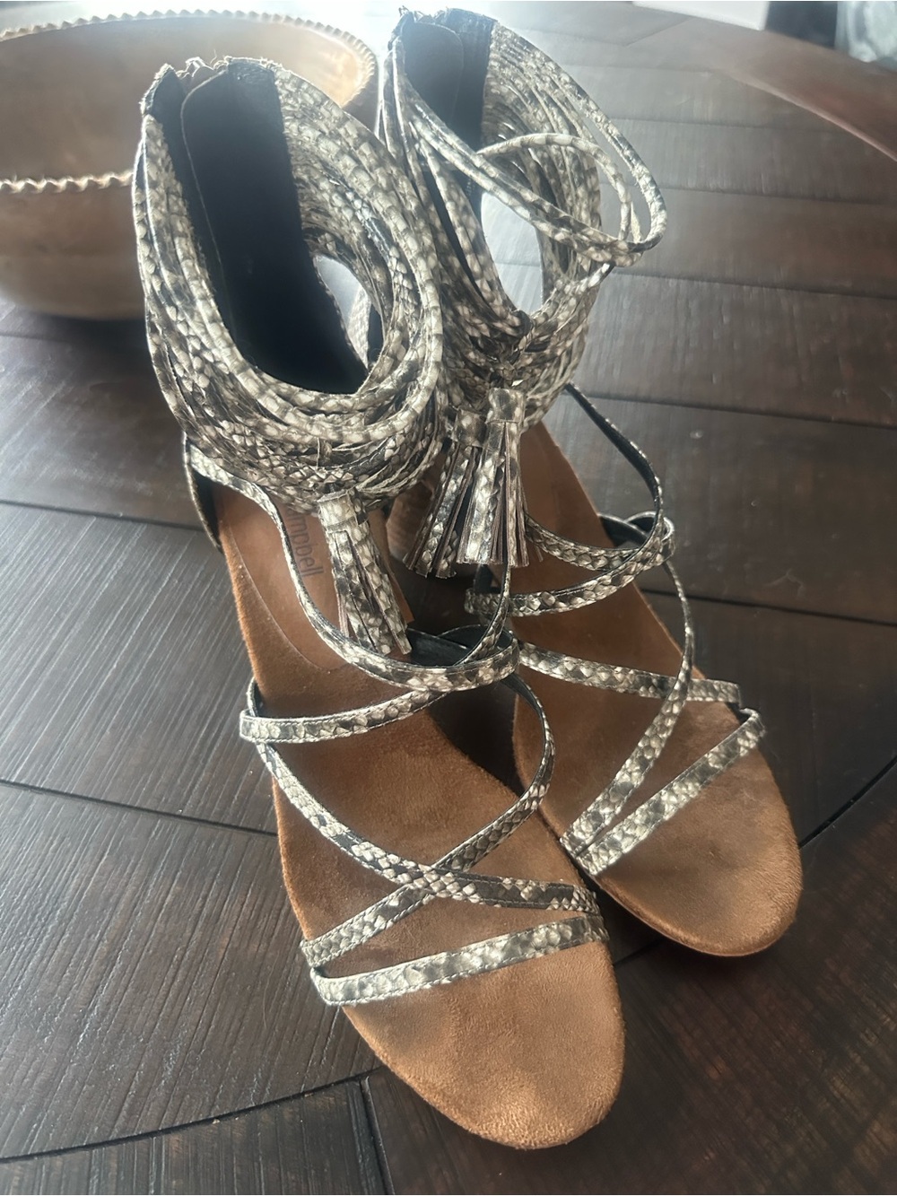 Jeffrey Campbell Snake-Print Lace-Up Heels in Black and White